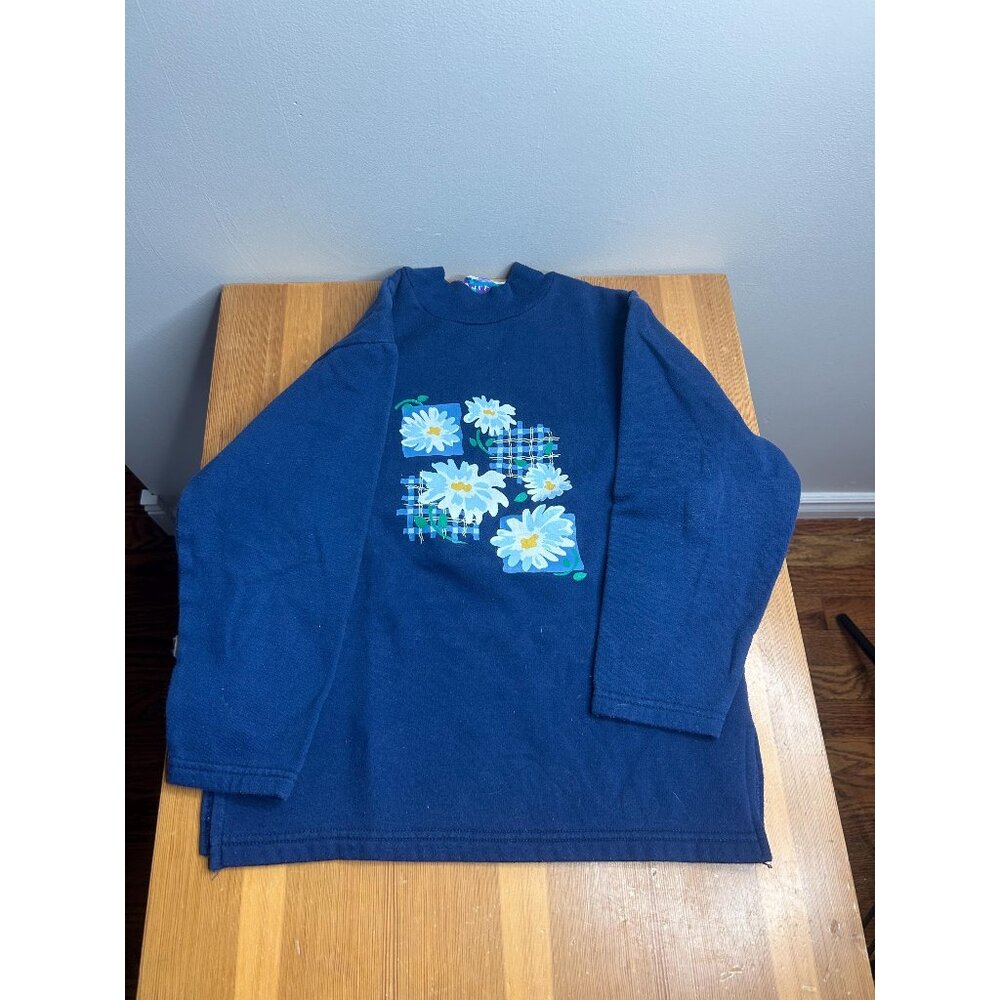 90s Y2K children’s kids girls vintage blue flower sweate Sun valley - size small